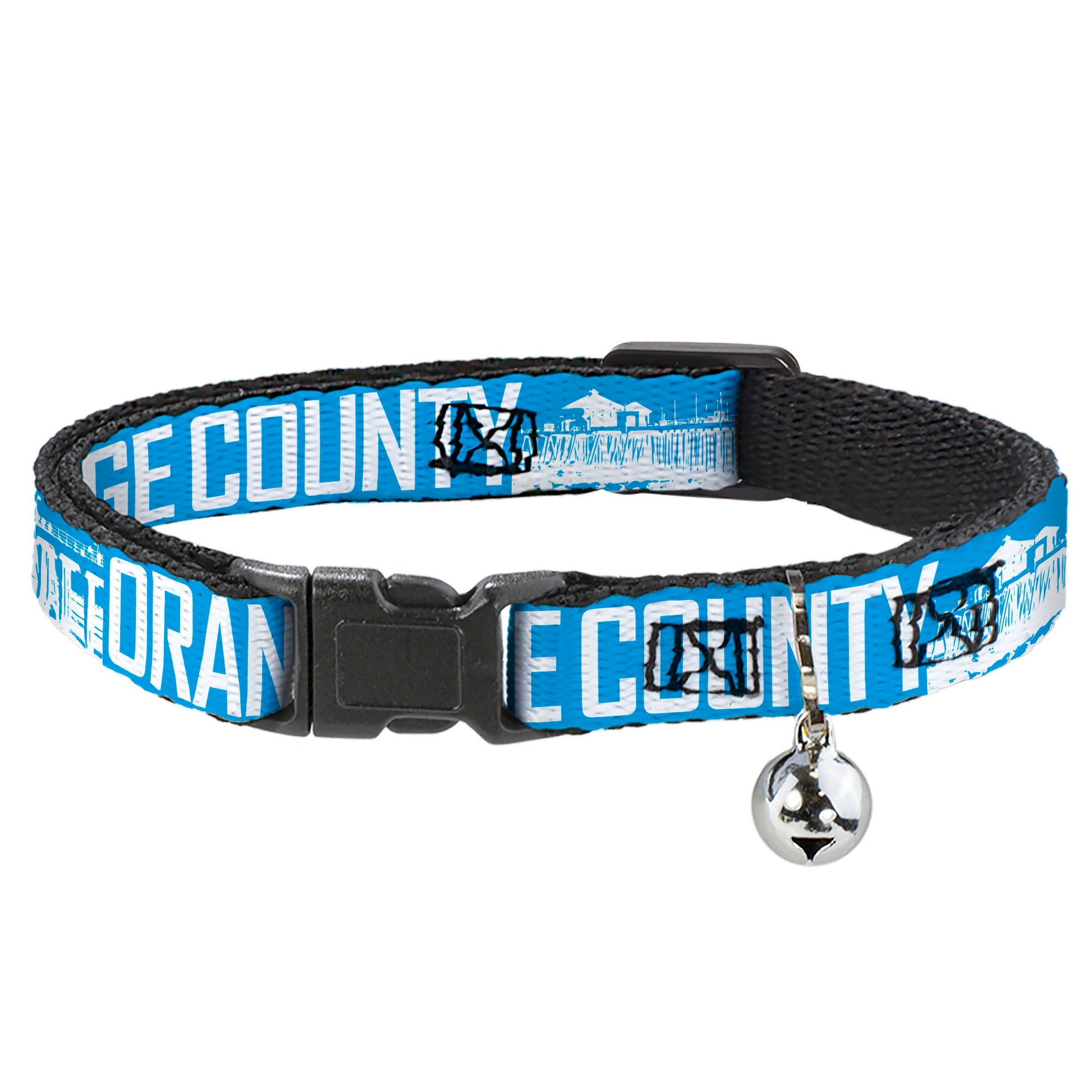 Cat Collar Breakaway - ORANGE COUNTY Pier Scene Blue White Breakaway Cat Collars Buckle-Down