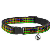 Cat Collar Breakaway - Plaid Black Multi Neon Breakaway Cat Collars Buckle-Down