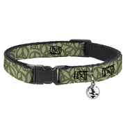 Cat Collar Breakaway - Peace Sage Olive Breakaway Cat Collars Buckle-Down