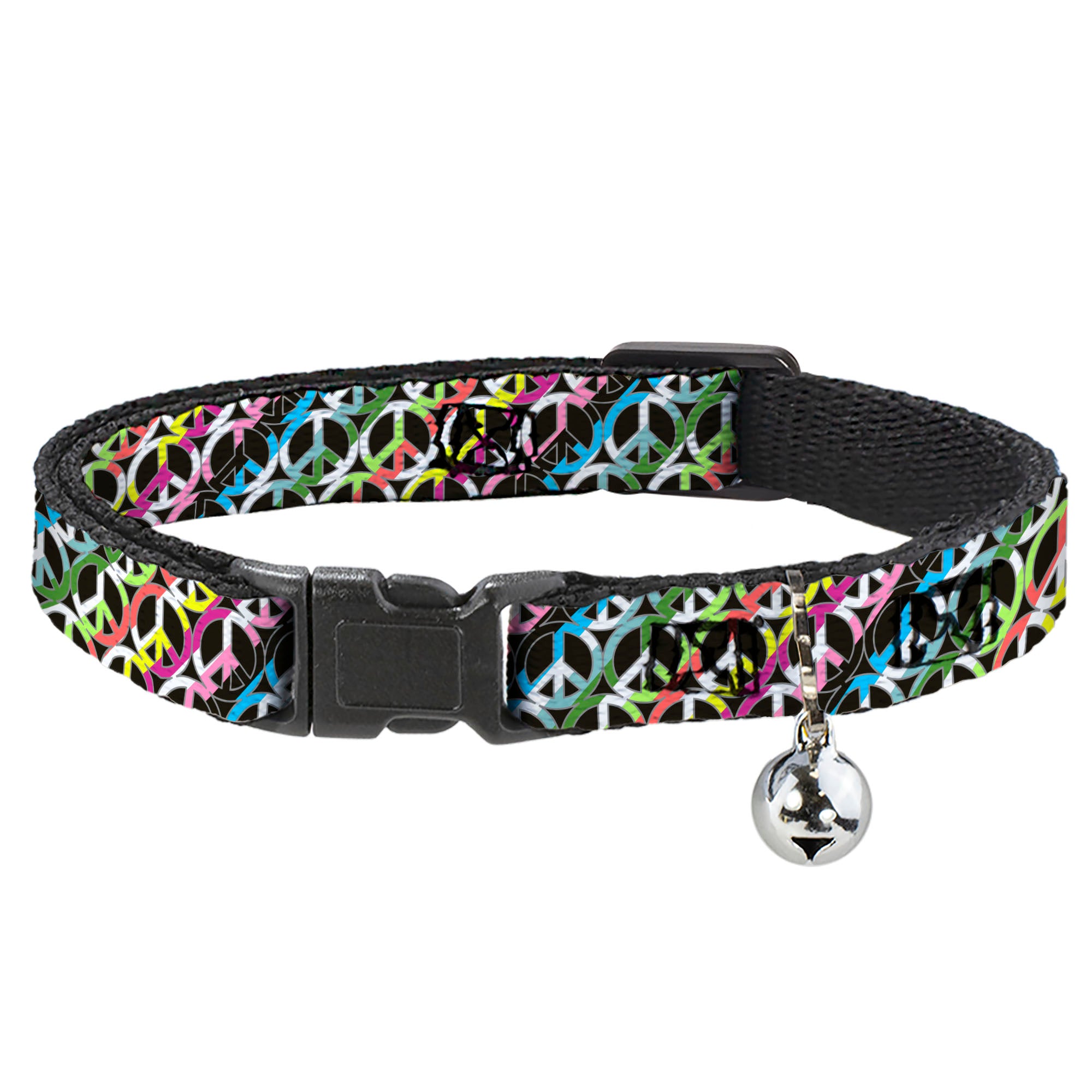 Cat Collar Breakaway - Peace Black Multi Stripes Breakaway Cat Collars Buckle-Down