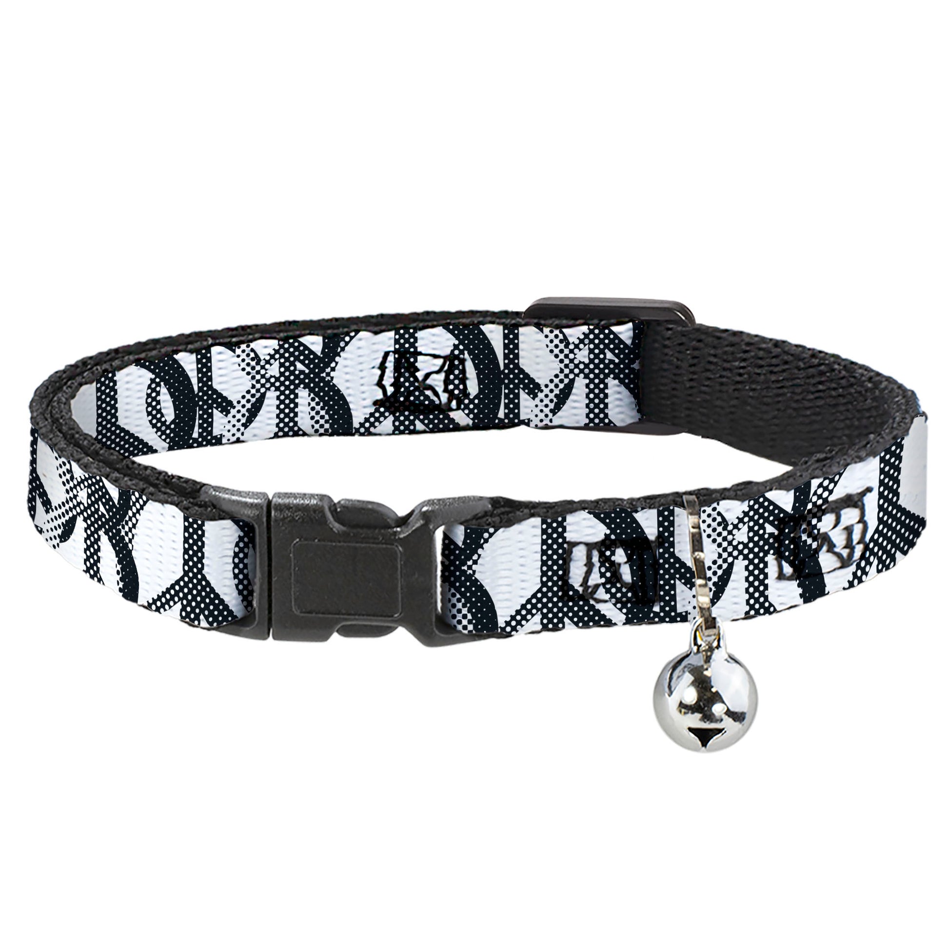 Cat Collar Breakaway - Peace Dots White Black Breakaway Cat Collars Buckle-Down