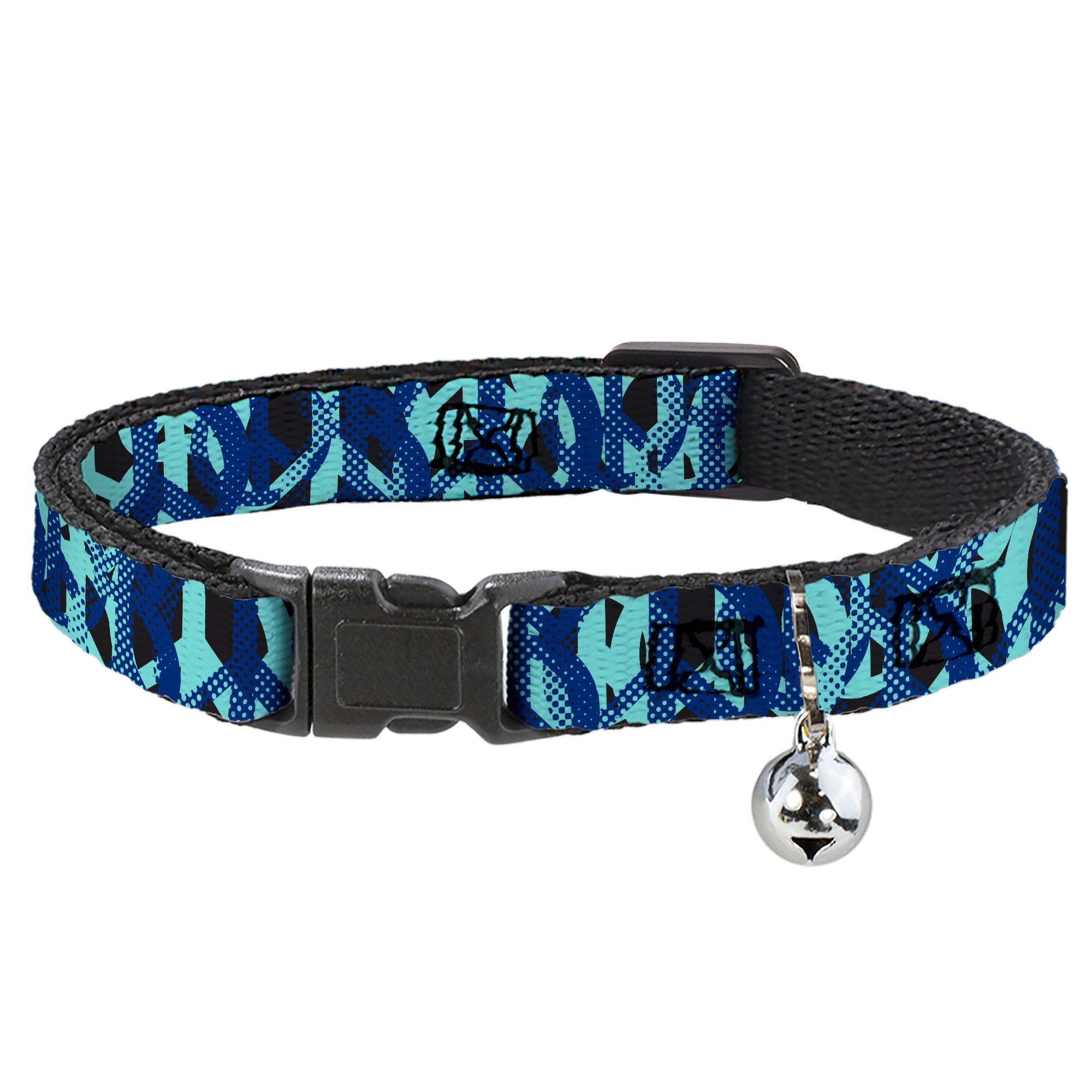 Cat Collar Breakaway - Peace Dots White Blue Breakaway Cat Collars Buckle-Down