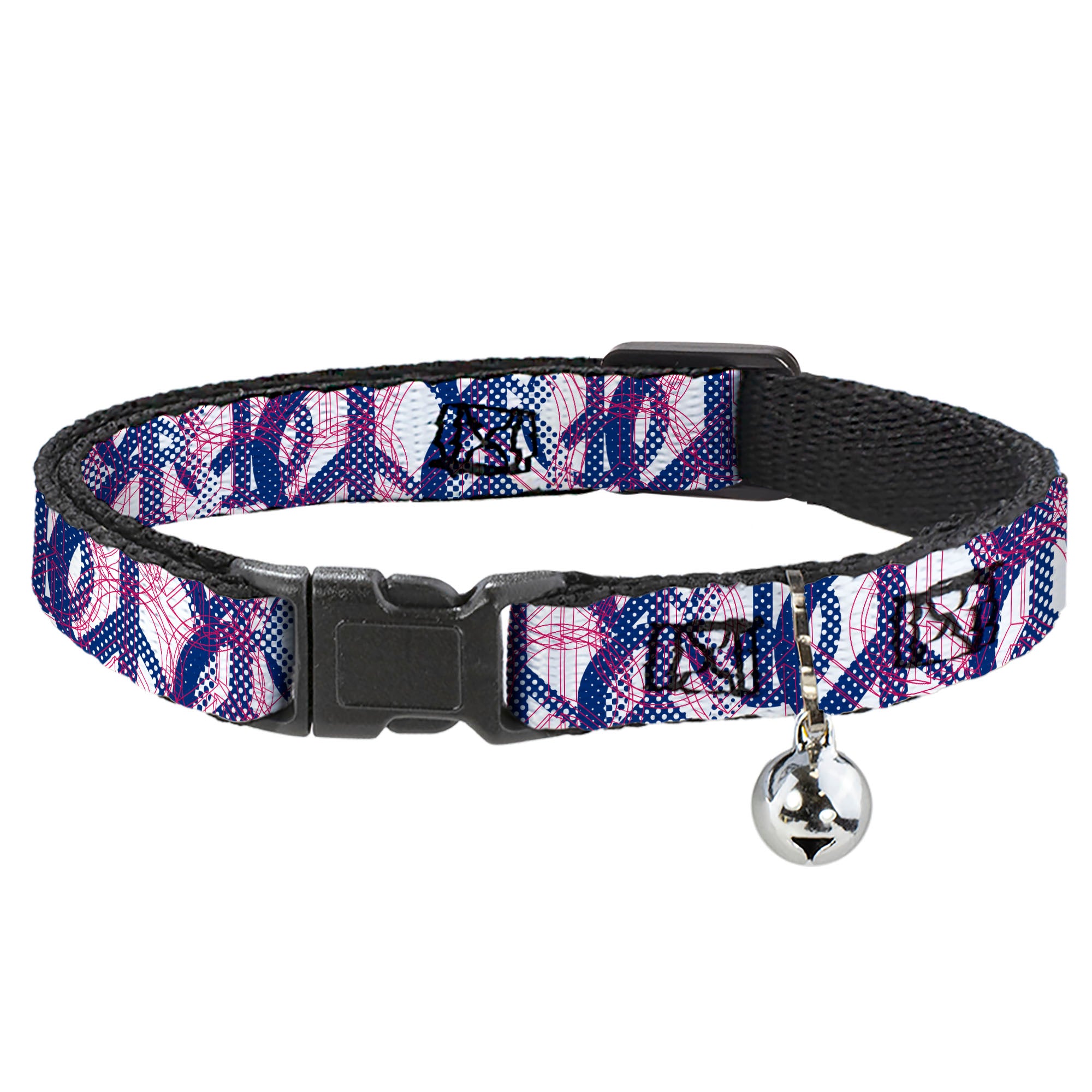 Cat Collar Breakaway - Peace Mixed White Blue Pink Breakaway Cat Collars Buckle-Down