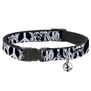 Cat Collar Breakaway - Peace Sketch Black White Breakaway Cat Collars Buckle-Down