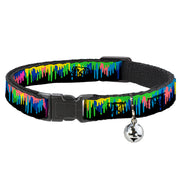Cat Collar Breakaway - Paint Drips Black Multi Neon Breakaway Cat Collars Buckle-Down