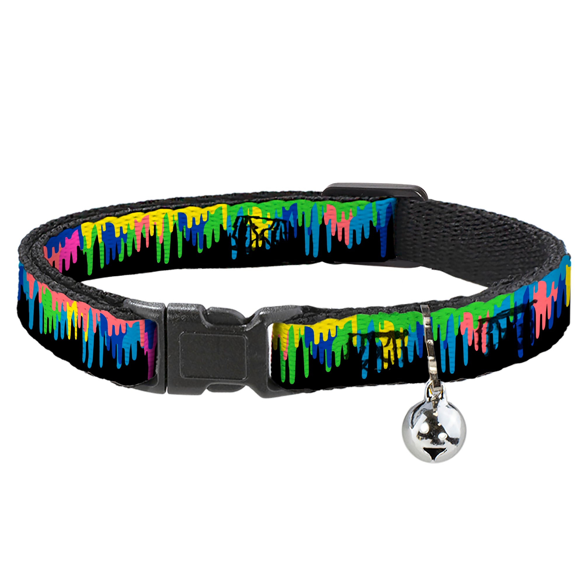 Cat Collar Breakaway - Paint Drips Black Multi Neon Breakaway Cat Collars Buckle-Down