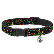 Cat Collar Breakaway - Peace Heart Black Rainbow Ombre Breakaway Cat Collars Buckle-Down