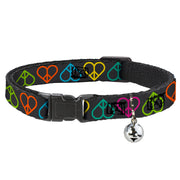 Cat Collar Breakaway - Peace Hearts Repeat Black Neon Breakaway Cat Collars Buckle-Down