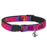 Cat Collar Breakaway - Peace Hearts Repeat Fuchsia Neon Breakaway Cat Collars Buckle-Down