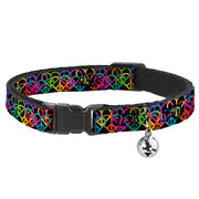 Cat Collar Breakaway - Peace Hearts Stacked Black Neon Breakaway Cat Collars Buckle-Down