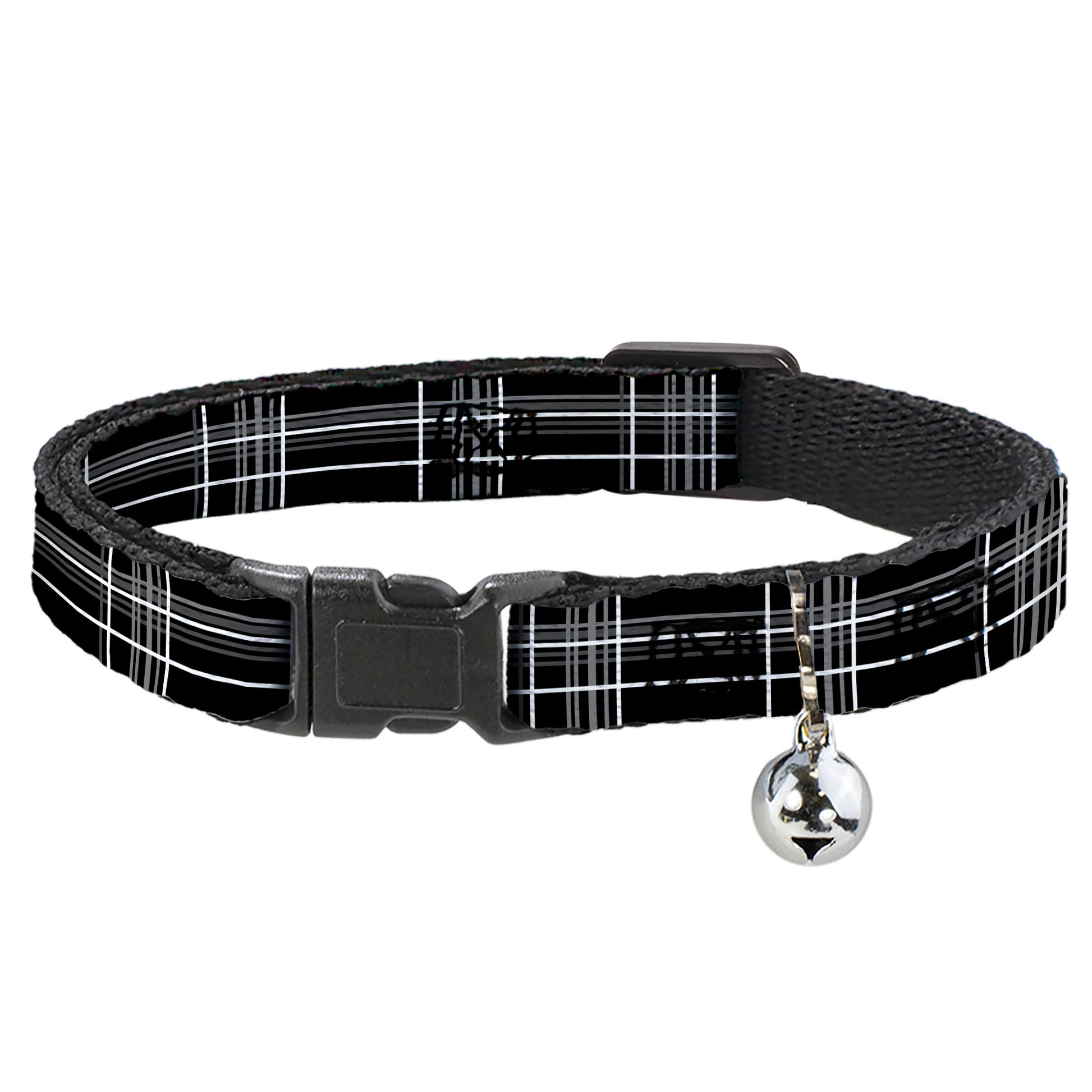 Cat Collar Breakaway - Plaid Black Gray Breakaway Cat Collars Buckle-Down