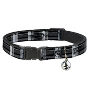 Cat Collar Breakaway - Plaid Weathered Black Gray White Breakaway Cat Collars Buckle-Down