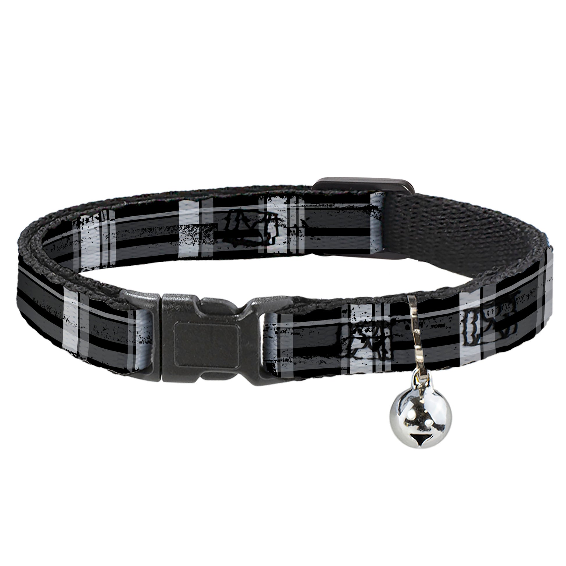Cat Collar Breakaway - Plaid Weathered Black Gray White Breakaway Cat Collars Buckle-Down