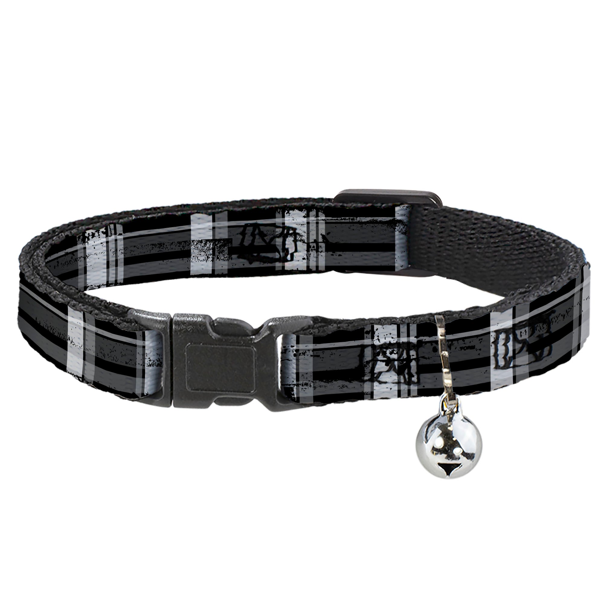 Cat Collar Breakaway - Plaid Weathered Black Gray White Breakaway Cat Collars Buckle-Down