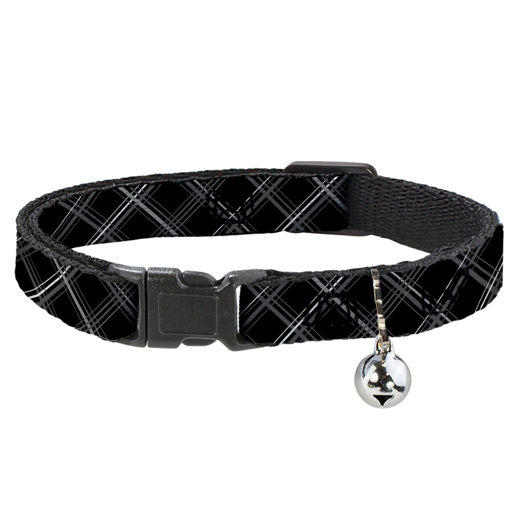 Cat Collar Breakaway - Plaid X Black Gray Breakaway Cat Collars Buckle-Down