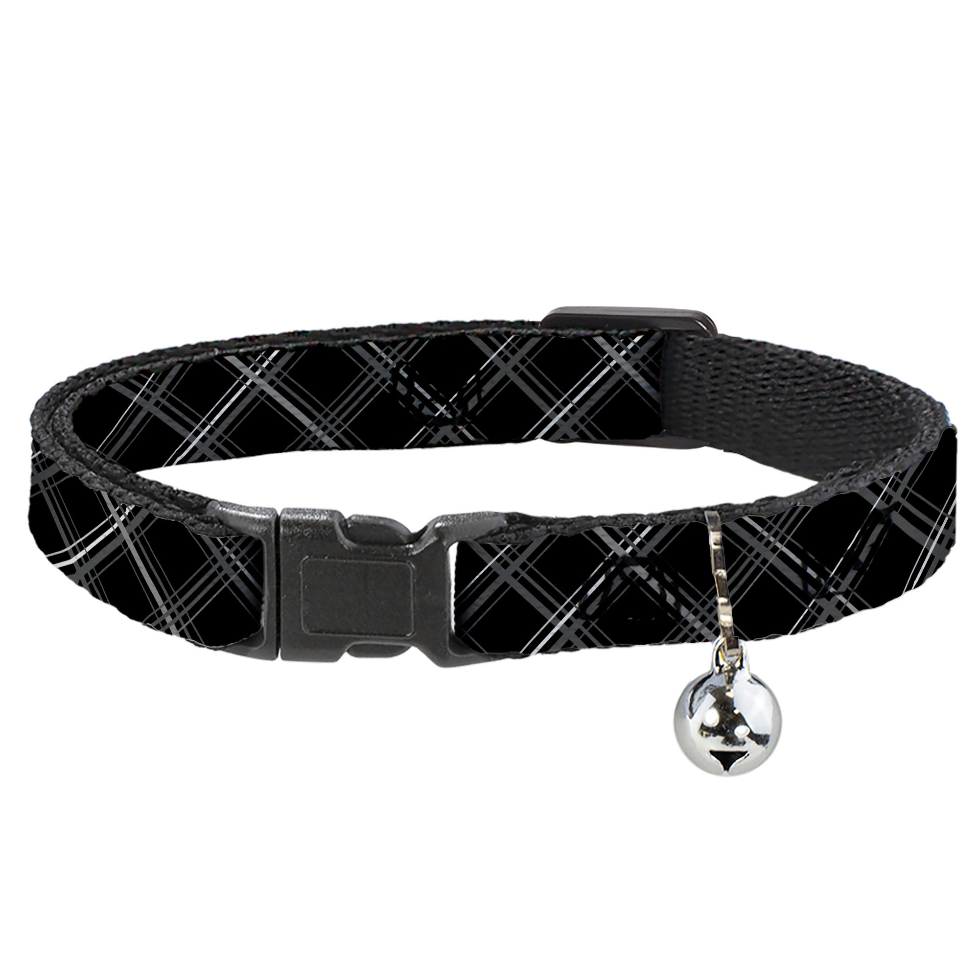 Cat Collar Breakaway - Plaid X Black Gray Breakaway Cat Collars Buckle-Down