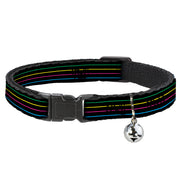 Cat Collar Breakaway - Pinstripes Black Multi Color Breakaway Cat Collars Buckle-Down