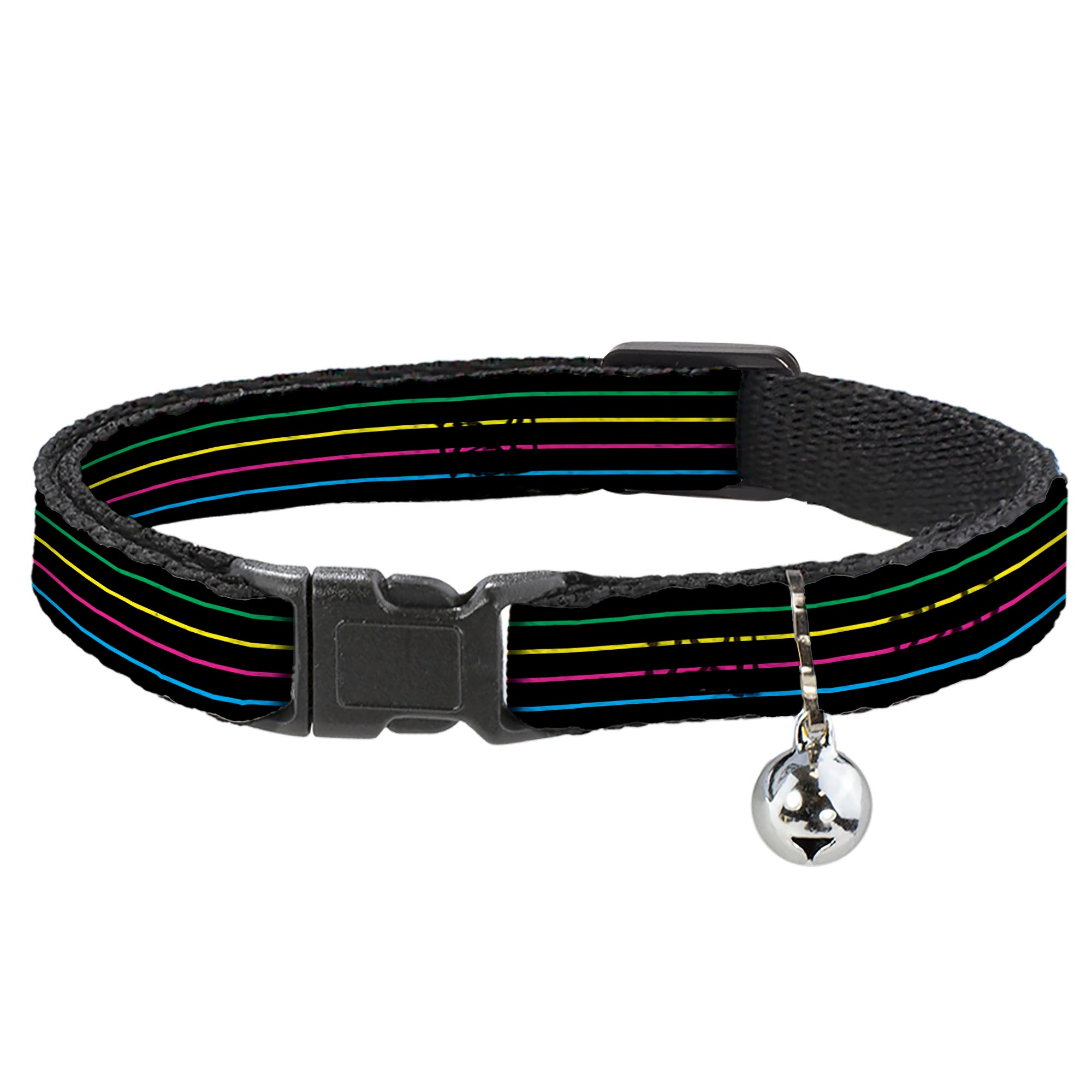 Cat Collar Breakaway - Pinstripes Black Multi Color Breakaway Cat Collars Buckle-Down