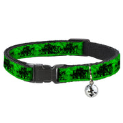 Cat Collar Breakaway - Palm Trees Rings Greens Blacks Breakaway Cat Collars Buckle-Down