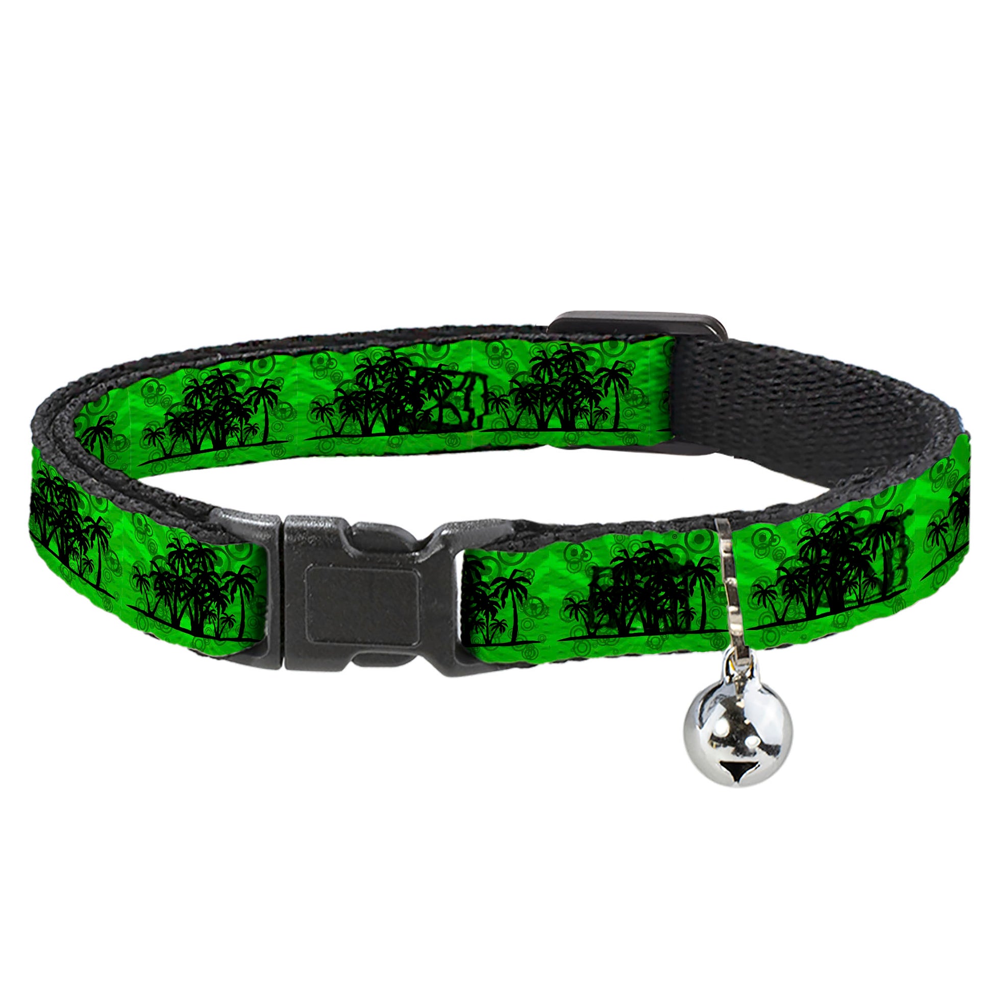 Cat Collar Breakaway - Palm Trees Rings Greens Blacks Breakaway Cat Collars Buckle-Down