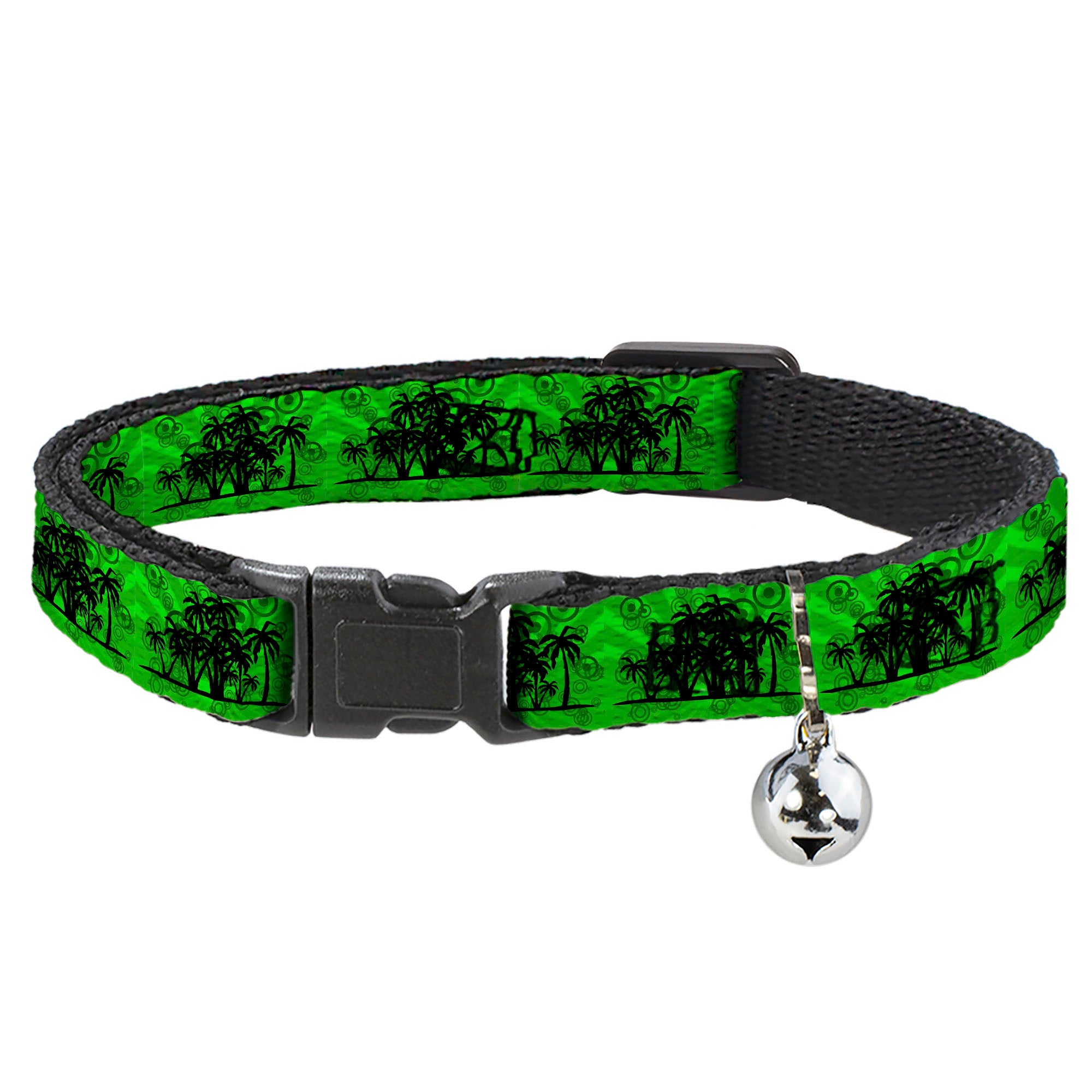 Cat Collar Breakaway - Palm Trees Rings Greens Blacks Breakaway Cat Collars Buckle-Down