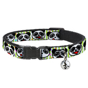 Cat Collar Breakaway - Panda Bear Cartoon Bamboo White Greens Multi Color Breakaway Cat Collars Buckle-Down