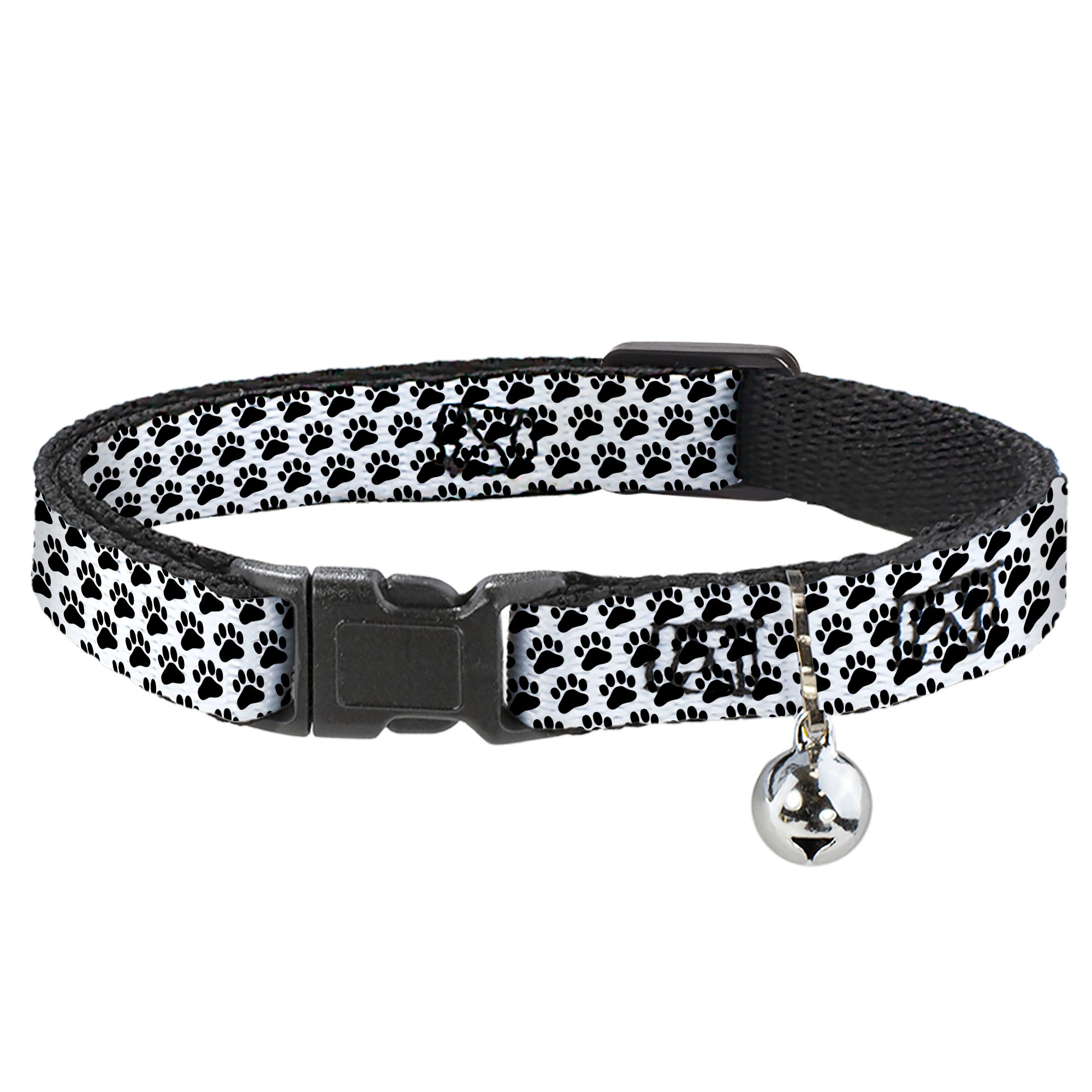 Cat Collar Breakaway - Paw Print White Black Breakaway Cat Collars Buckle-Down