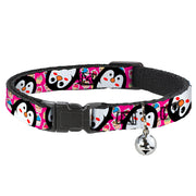 Cat Collar Breakaway - Penguins w Cupcakes Fuchsia Purple White Breakaway Cat Collars Buckle-Down
