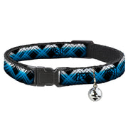 Cat Collar Breakaway - Plaid X Gradient Black White Blue Breakaway Cat Collars Buckle-Down
