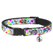 Cat Collar Breakaway - Puppies w Paw Prints White Multi Color Breakaway Cat Collars Buckle-Down