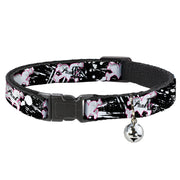 Cat Collar Breakaway - Punk Heart & Cross Bones w Splatter Black White Breakaway Cat Collars Buckle-Down