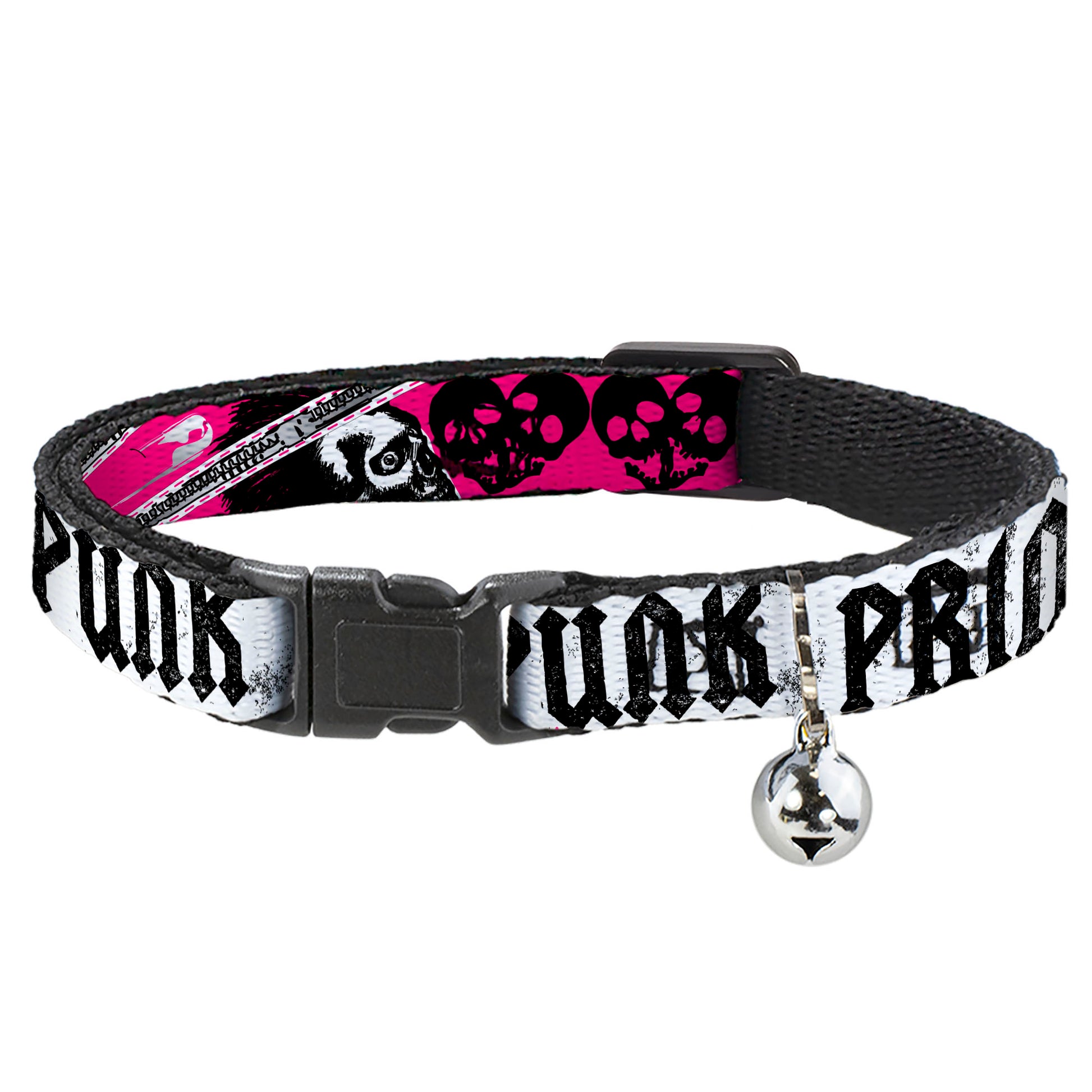 Cat Collar Breakaway - Punk Princess w Zippers & Skulls Breakaway Cat Collars Buckle-Down