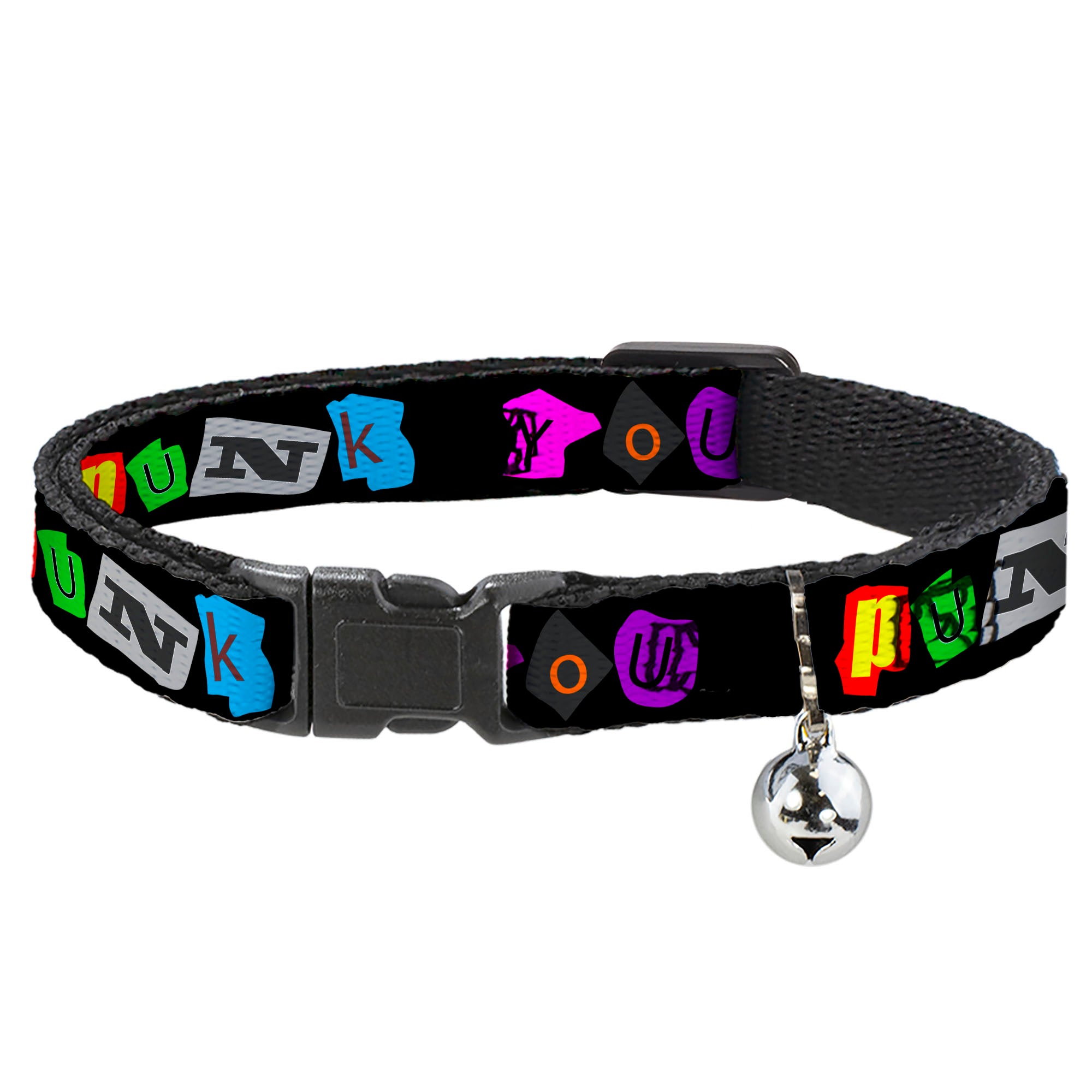 Cat Collar Breakaway - Punk You Black Full Color Breakaway Cat Collars Buckle-Down