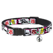 Cat Collar Breakaway - Pure Punk w Safety Pins Black Fuchsia White Breakaway Cat Collars Buckle-Down