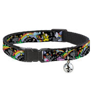 Cat Collar Breakaway - Rainbow Cloud Stars Black Breakaway Cat Collars Buckle-Down