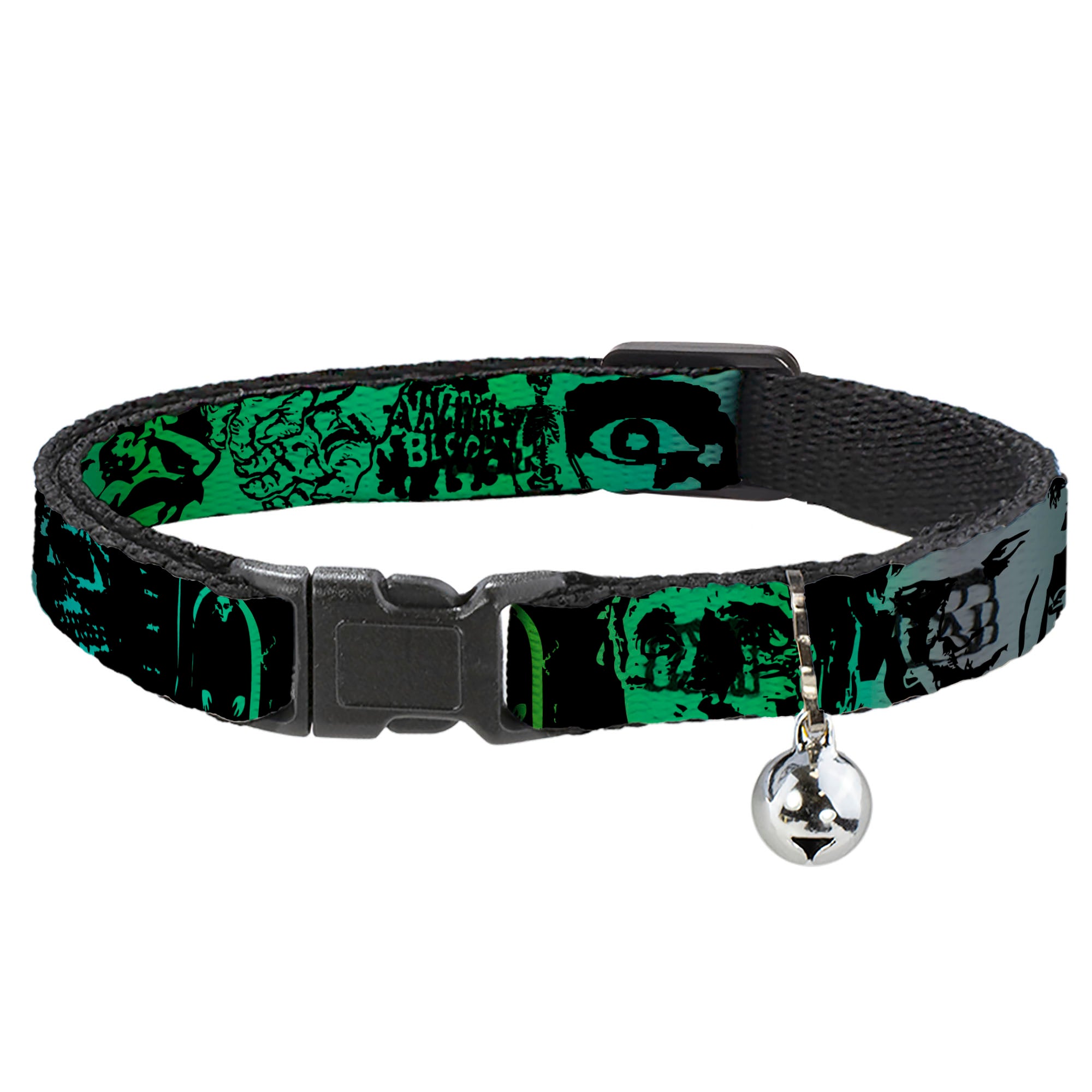 Cat Collar Breakaway - Retro Monster Aqua Black Breakaway Cat Collars Buckle-Down