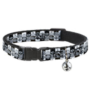 Cat Collar Breakaway - Robot Heads Checkers Black White Breakaway Cat Collars Buckle-Down