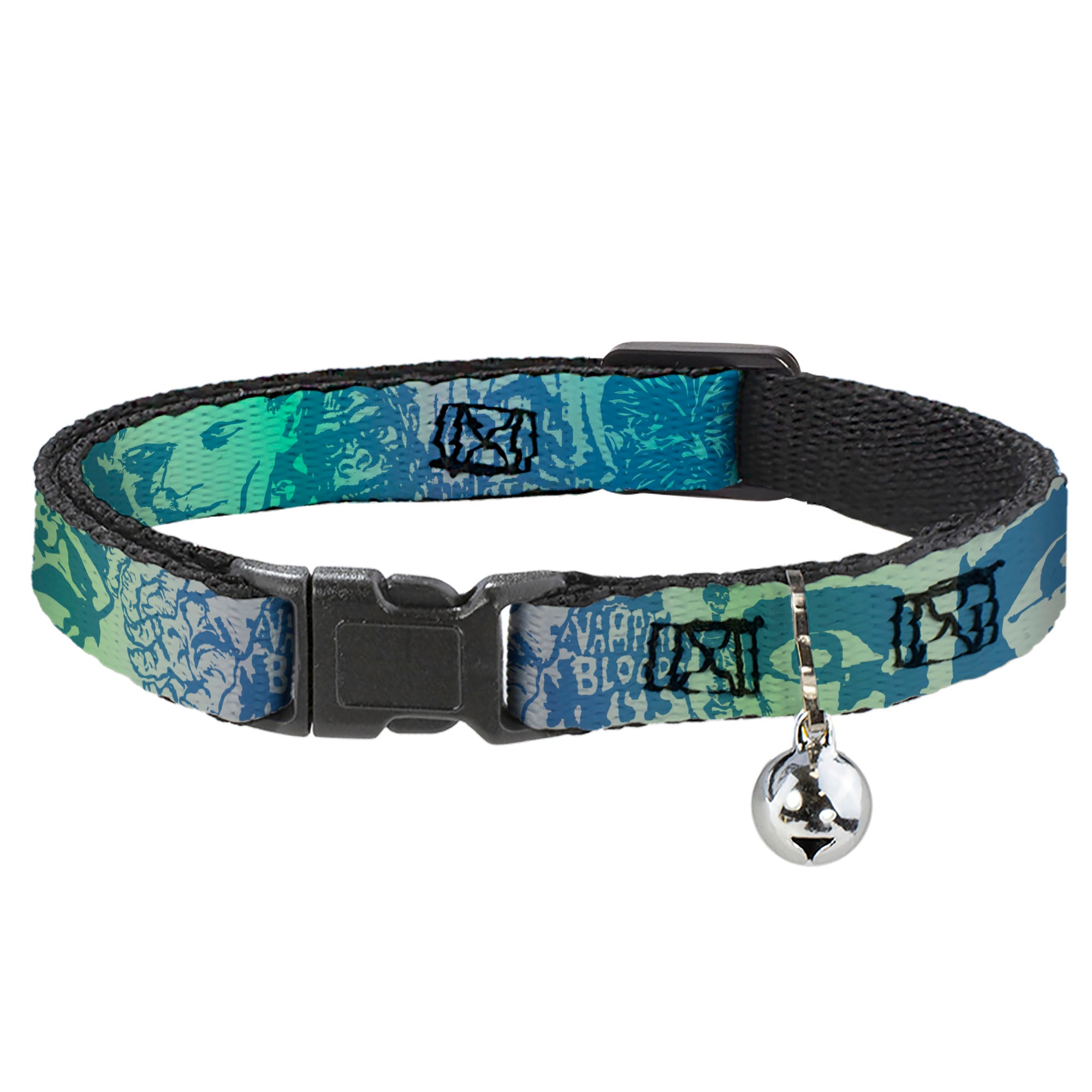 Cat Collar Breakaway - Retro Monster Aqua Breakaway Cat Collars Buckle-Down