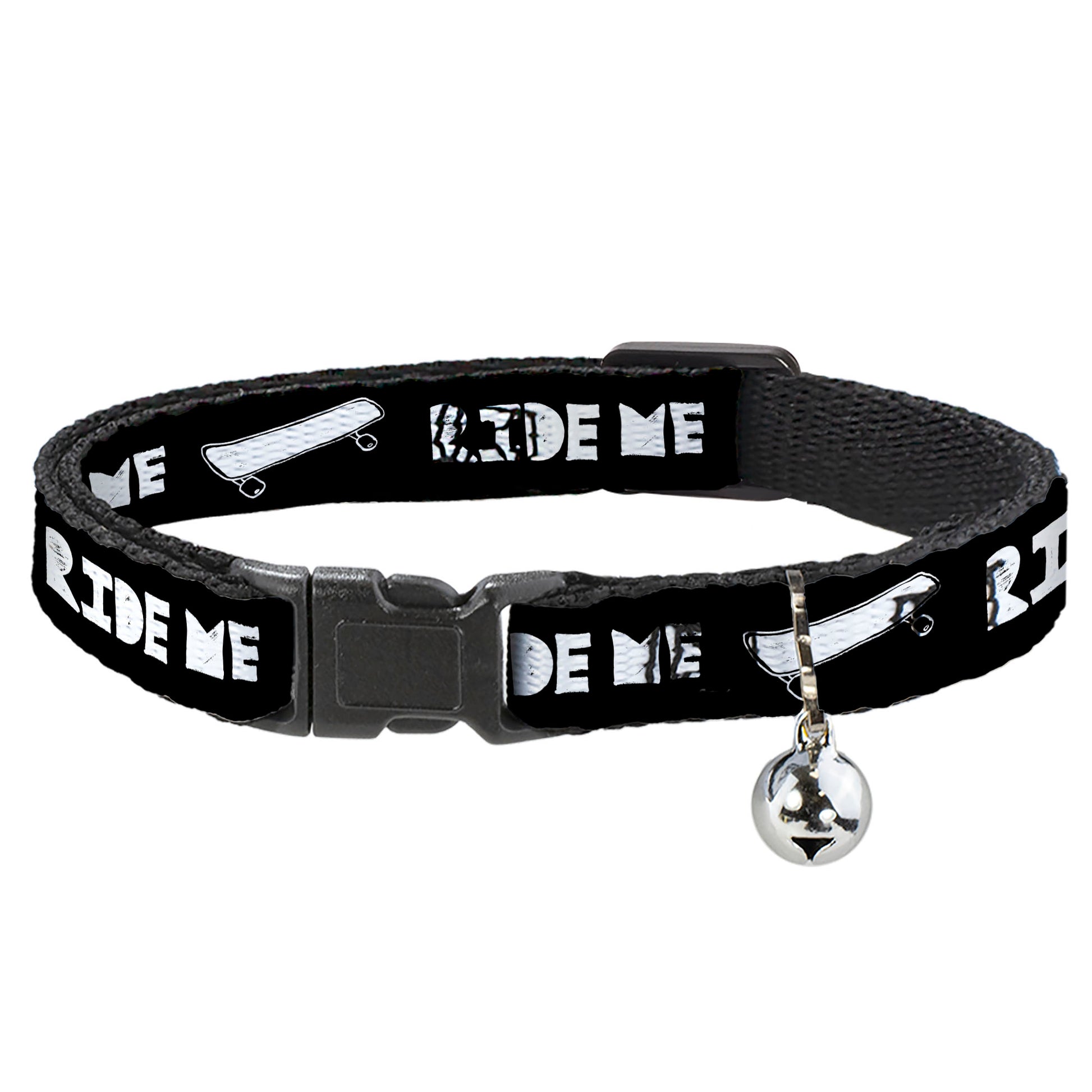 Cat Collar Breakaway - RIDE ME Skateboard Black White Breakaway Cat Collars Buckle-Down
