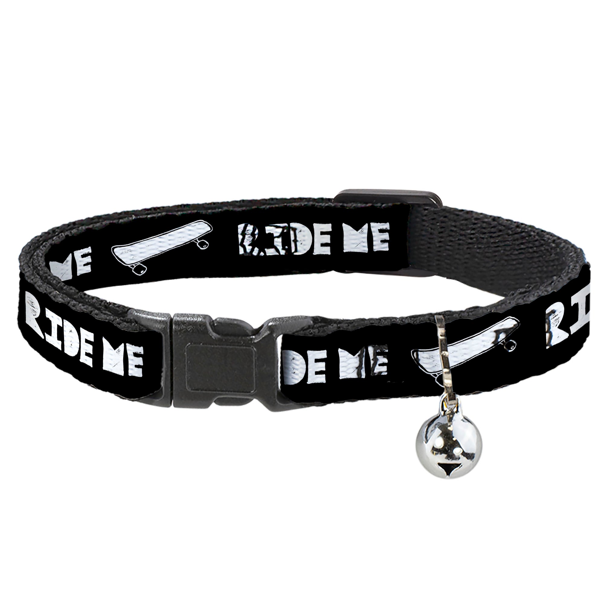 Cat Collar Breakaway - RIDE ME Skateboard Black White Breakaway Cat Collars Buckle-Down