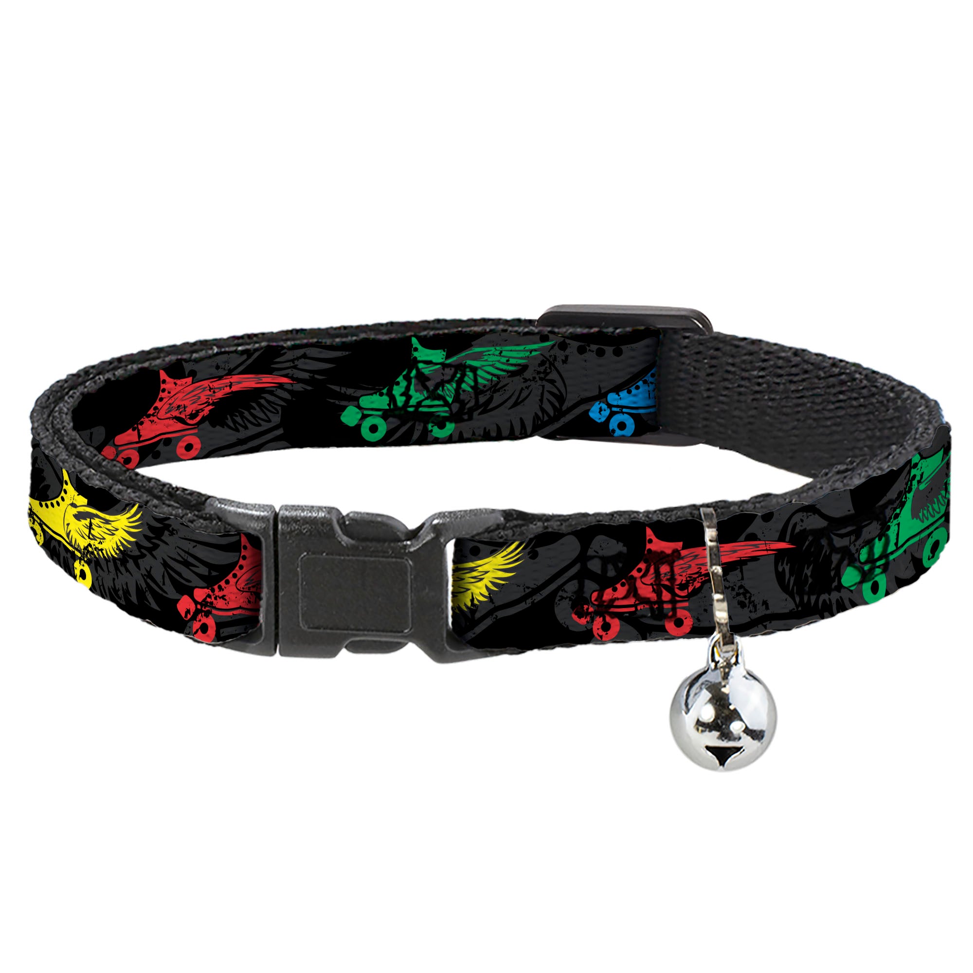 Cat Collar Breakaway - Roller Skates Black Gray Multi Color Breakaway Cat Collars Buckle-Down