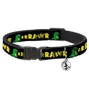 Cat Collar Breakaway - RRRAWR Dinosaur Black Green Yellow Breakaway Cat Collars Buckle-Down