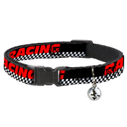 Cat Collar Breakaway - RACING w Checker Black White Red Breakaway Cat Collars Buckle-Down