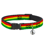 Cat Collar Breakaway - Rasta Stripes Painted Green Yellow Red Breakaway Cat Collars Buckle-Down