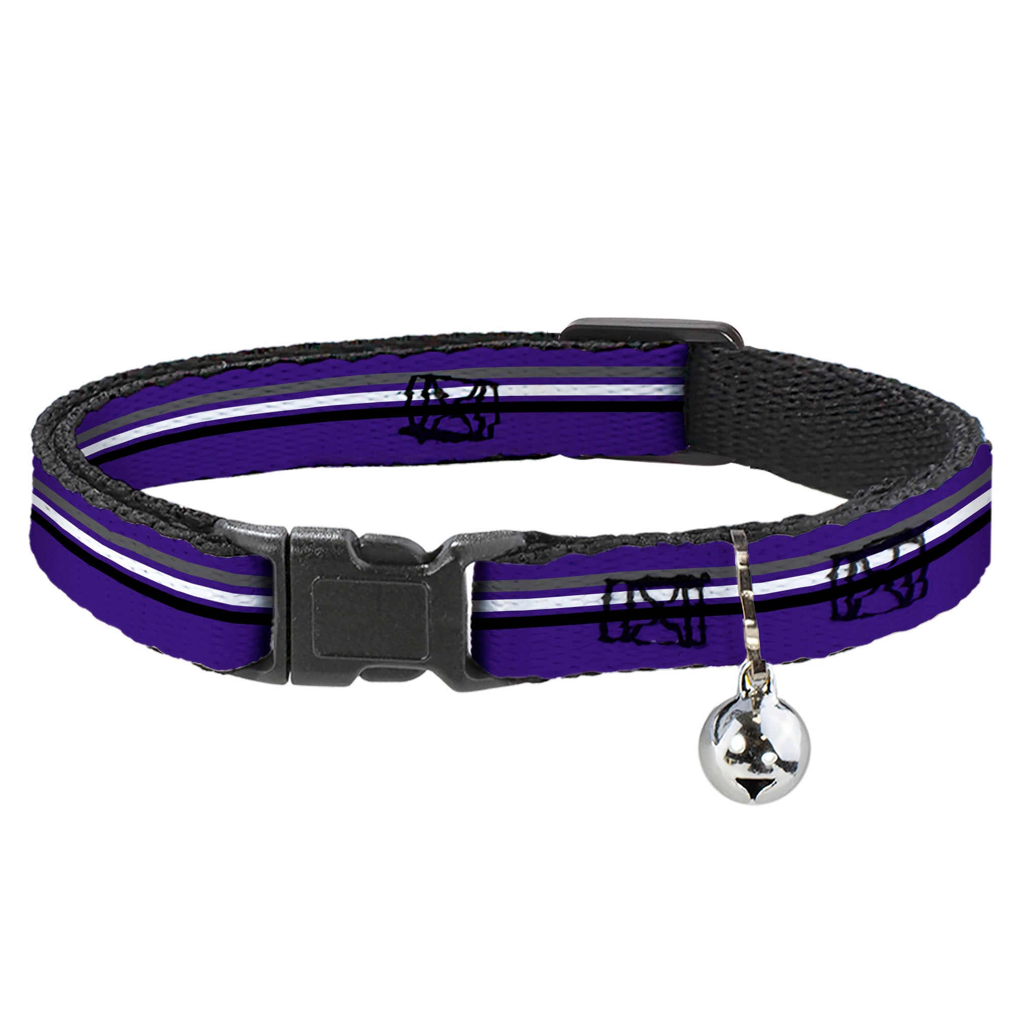 Cat Collar Breakaway - Racing Stripes Purple Gray White Black Breakaway Cat Collars Buckle-Down