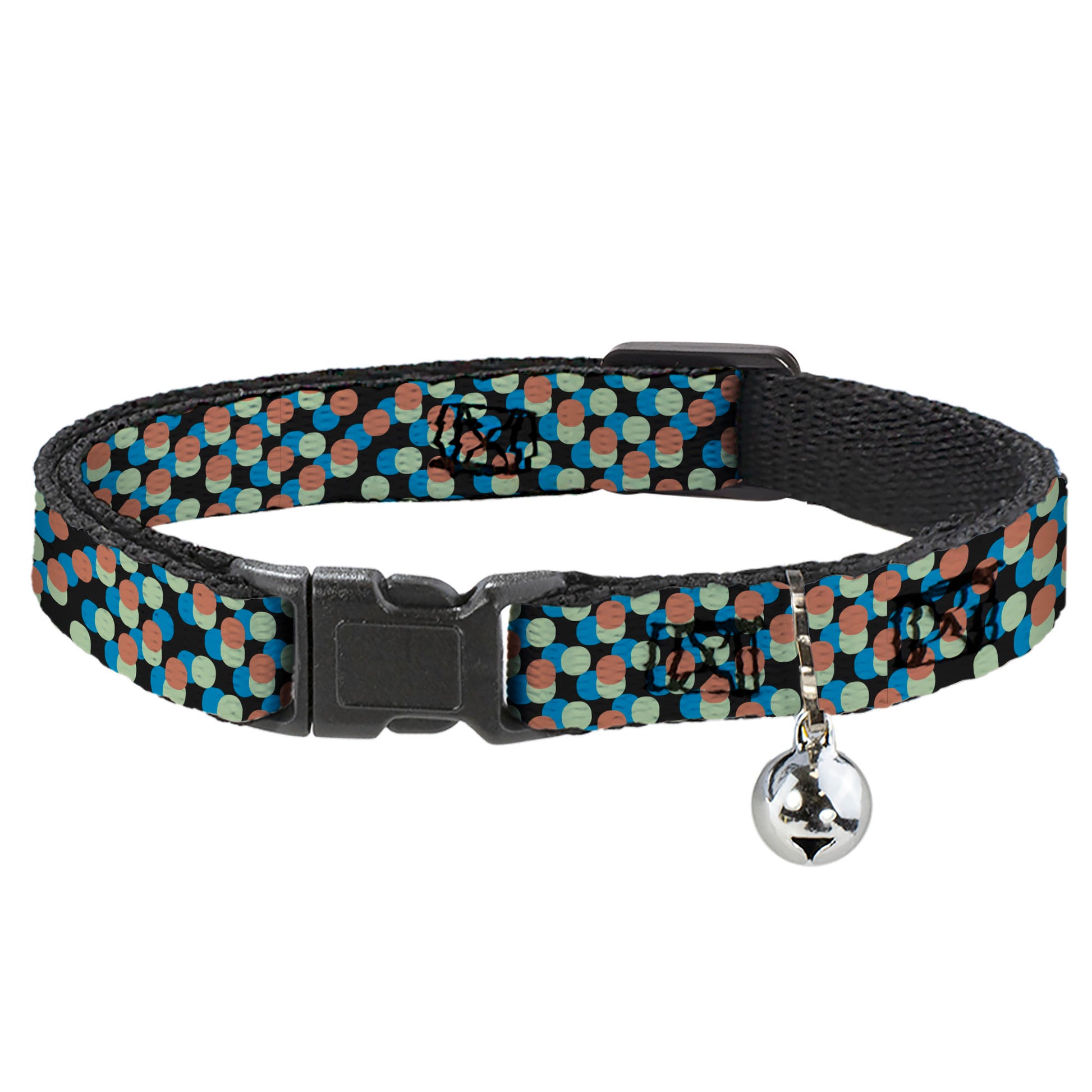 Cat Collar Breakaway - Polka Dots Stacked Black Blue Sage Brown Breakaway Cat Collars Buckle-Down