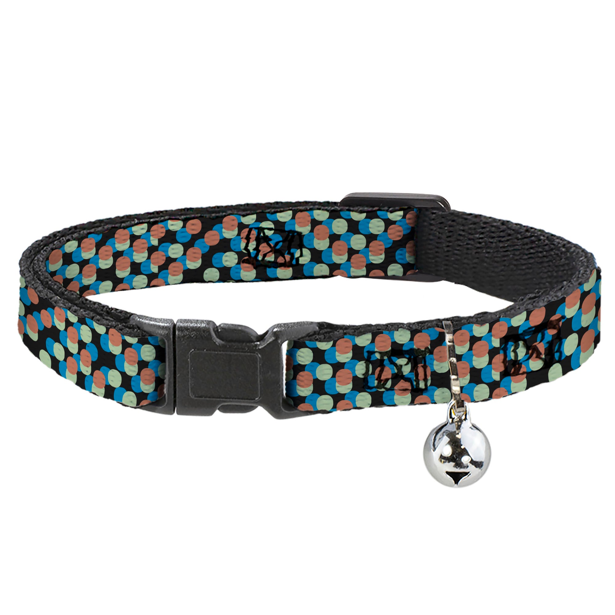 Cat Collar Breakaway - Polka Dots Stacked Black Blue Sage Brown Breakaway Cat Collars Buckle-Down