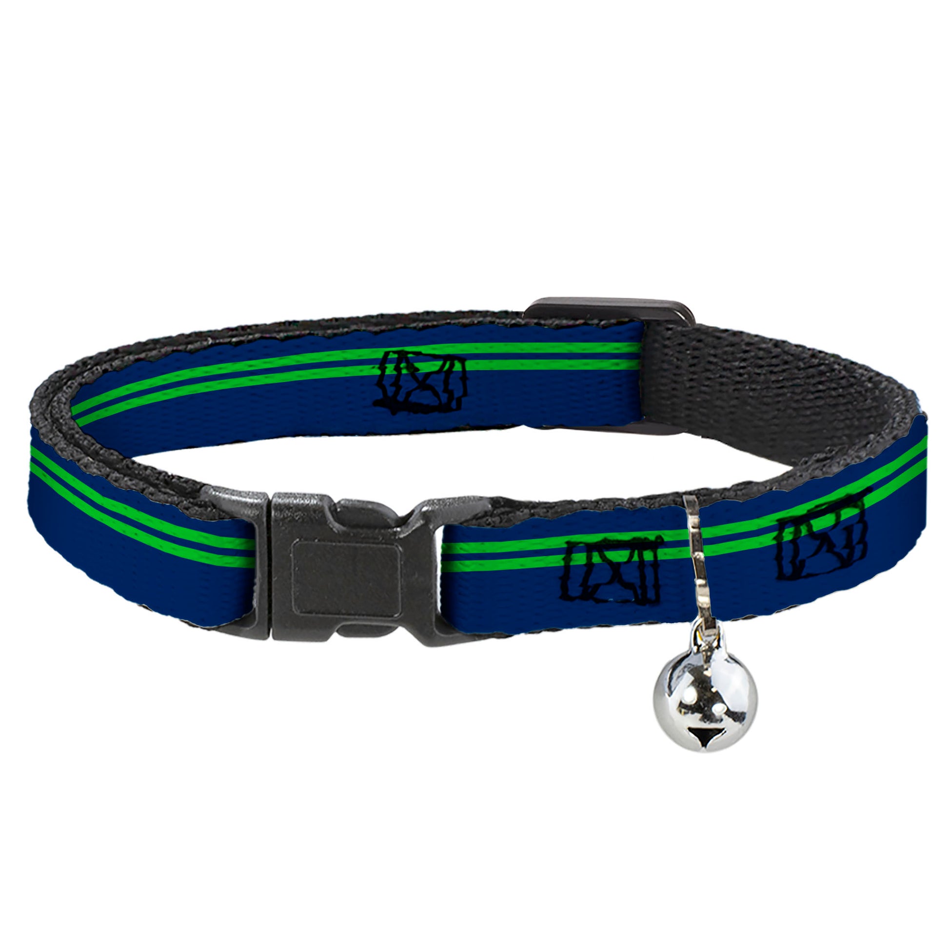 Cat Collar Breakaway - Racing Stripe Navy Bright Green Breakaway Cat Collars Buckle-Down