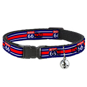 Cat Collar Breakaway - ROUTE 66 Highway Sign Stripe Blue White Red Breakaway Cat Collars Buckle-Down