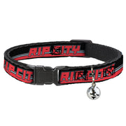 Cat Collar Breakaway - RIP CITY Stripe Mesh Black Gray Red Breakaway Cat Collars Buckle-Down